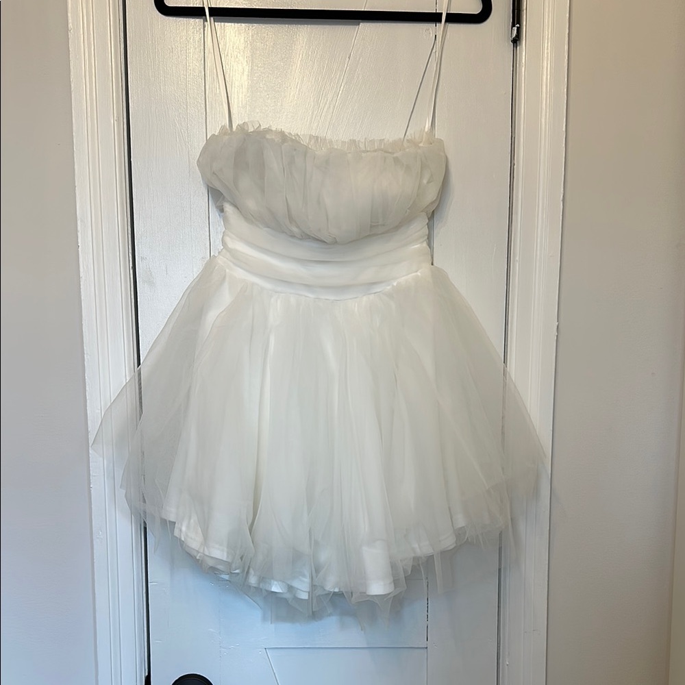 Elegant White Mesh Dress